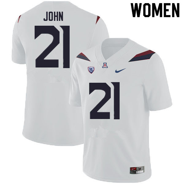 Women #21 Jalen John Arizona Wildcats College Football Jerseys Sale-White - Click Image to Close